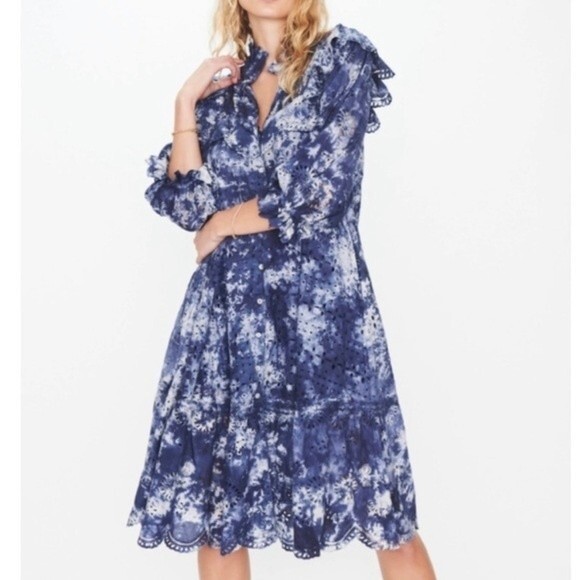 Loveshackfancy Midnight Hand Elspeth Tie Dye Midi Dress‎ - XS - Picture 1 of 12